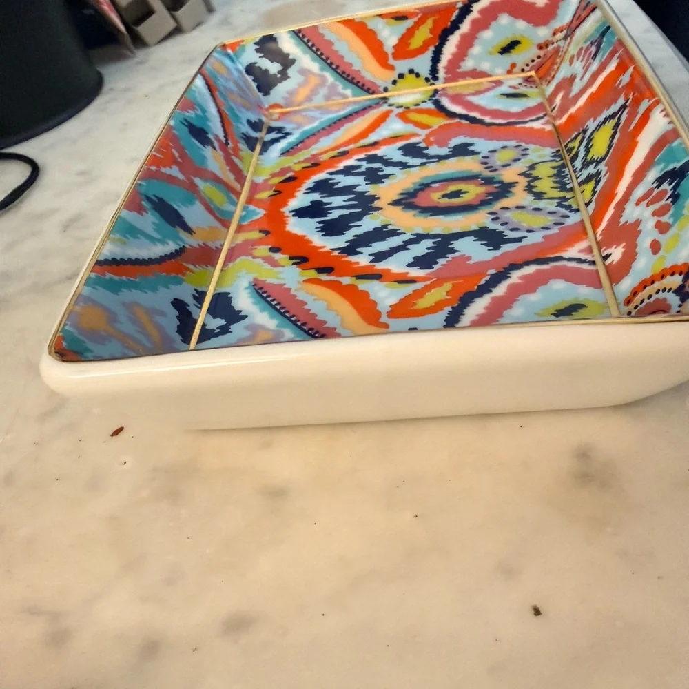 Stella & Dot Ceramic Colorful Rectangular Tray